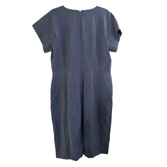 ANN TAYLOR Blue Short-Sleeved Wool Blend Sheath Dress Classic Career - Sz 16 - Picture 5 of 6